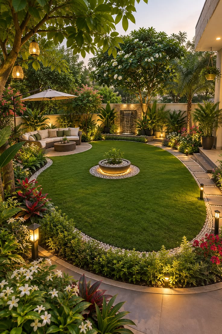 Golden-hour oval garden retreat (1)