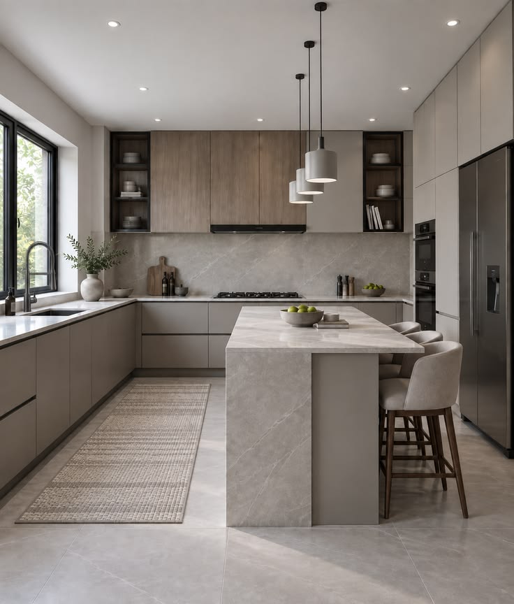 Handleless Two-Tone Kitchen Cabinet Design That Won't Date